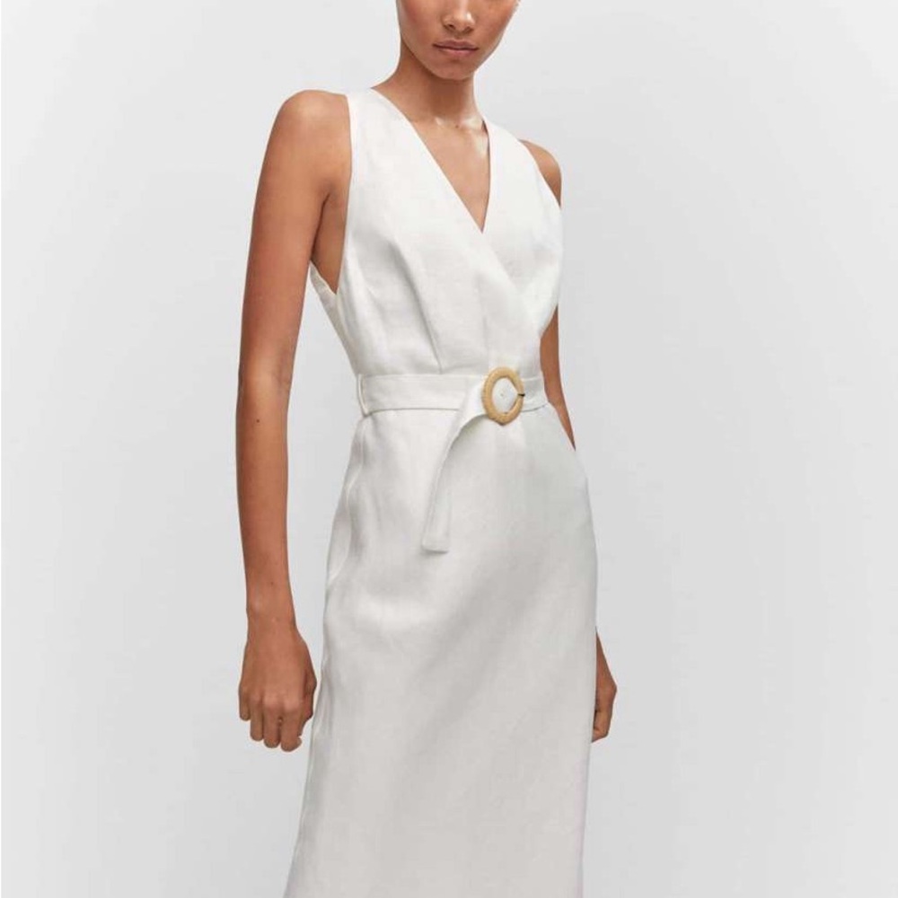 Mango white linen Amalfi Dress